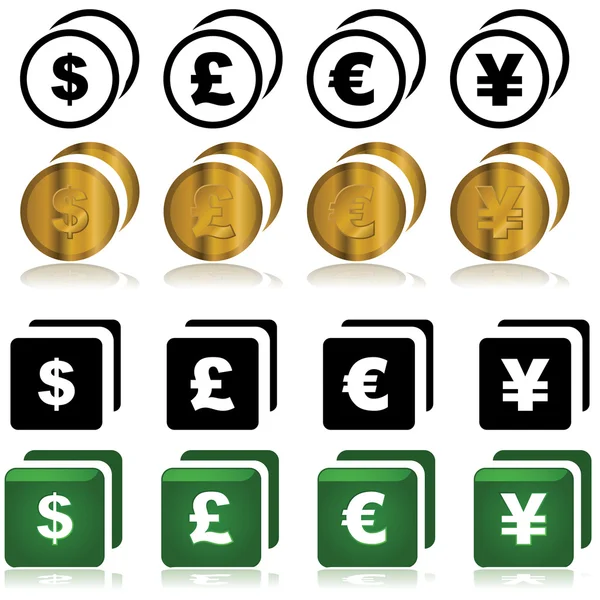 Currency icons — Stock Vector