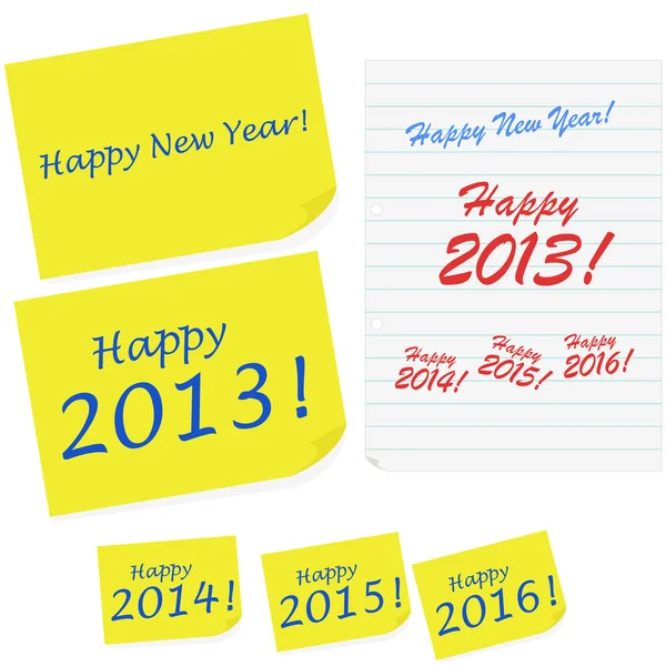 Happy New Year notes — Stock Vector