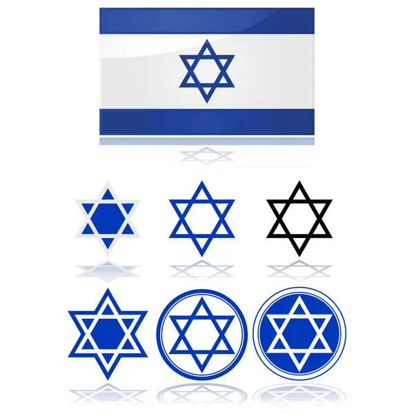 Bandera de Israel y estrella de David — Vector de stock