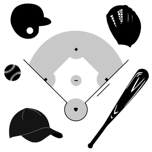 Ícones de beisebol —  Vetores de Stock