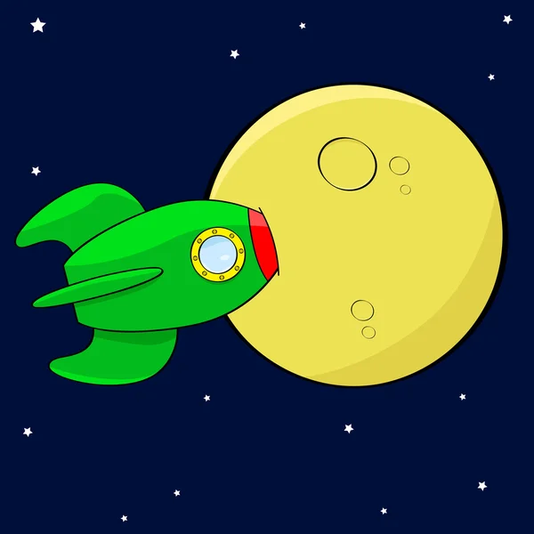 Πύραυλο στο φεγγάρι — Διανυσματικό Αρχείο