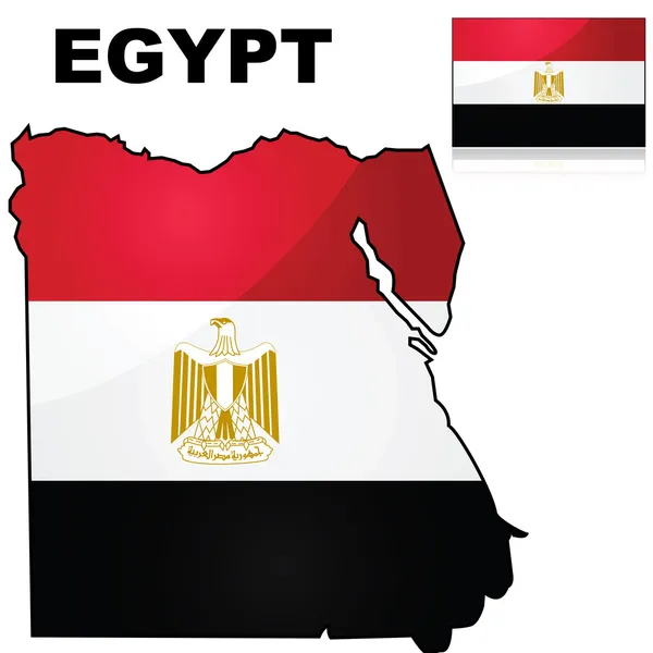 Kaart van Egypte en vlag — Stockvector