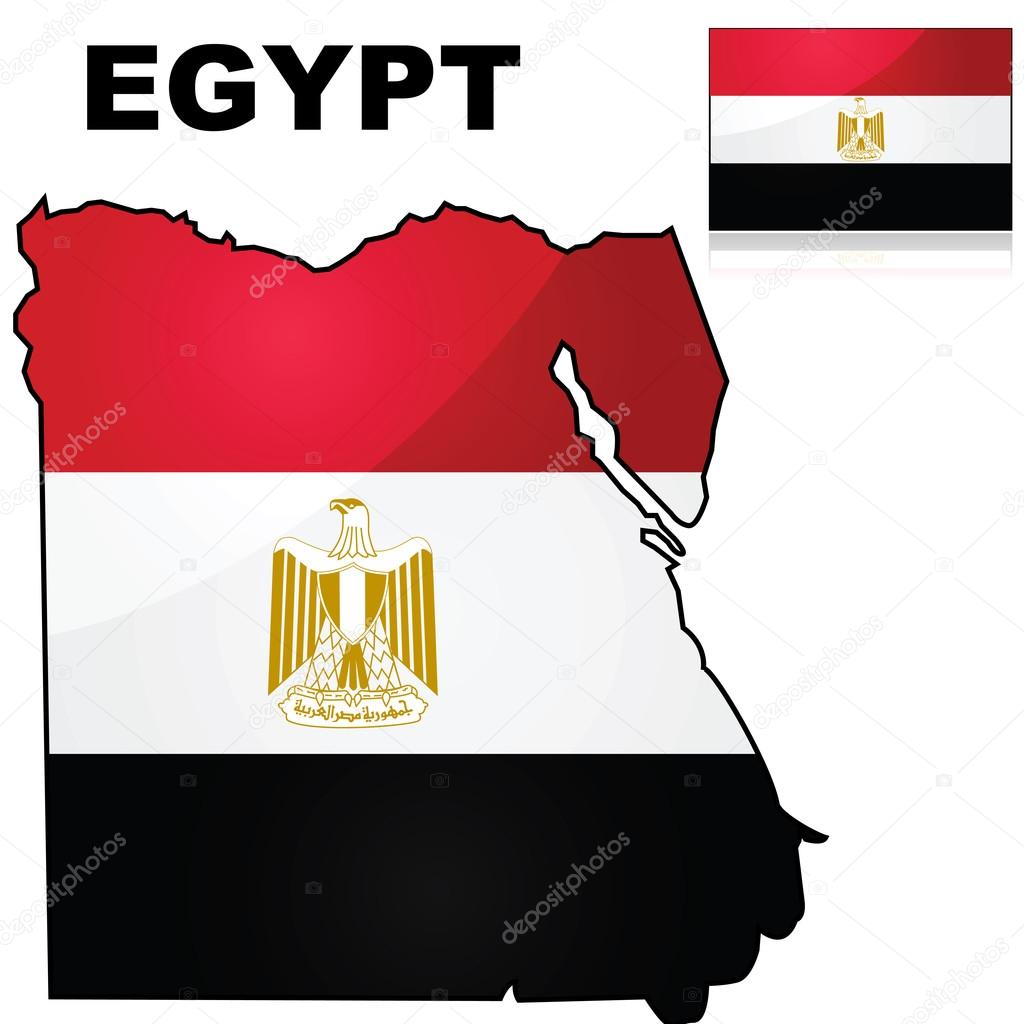 Egypt map and flag