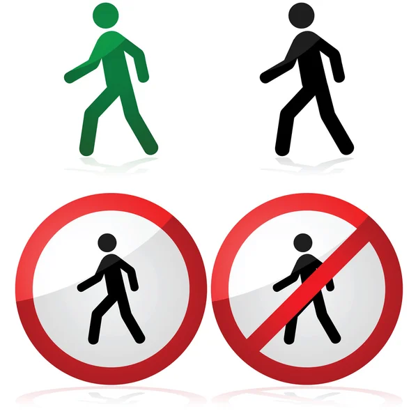 Walking and no walking — Stock Vector