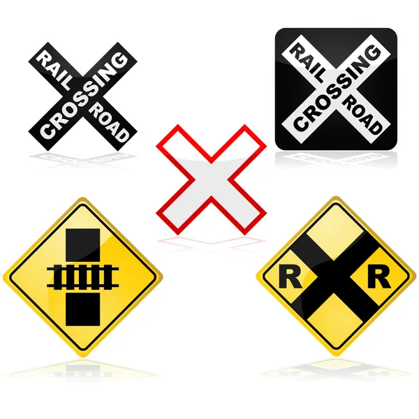 Railroad crossing — Stock Vector