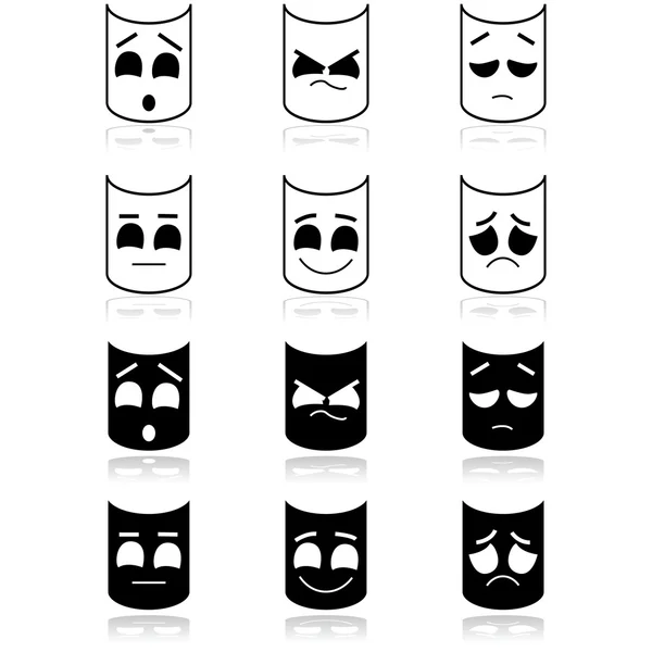 Theater emotion faces — Stock Vector