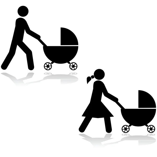 Kinderwagen schieben — Stockvektor