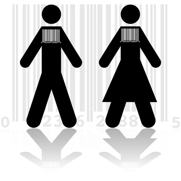 Barcode in people — Stock Vector