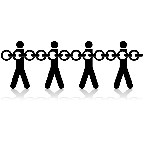 Chained people — Stock Vector