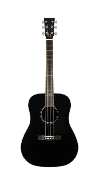 Müzik Enstrümanı Üst Görünüm Siyah Akustik Gitar Beyaz Zemin Üzerinde — Stok fotoğraf