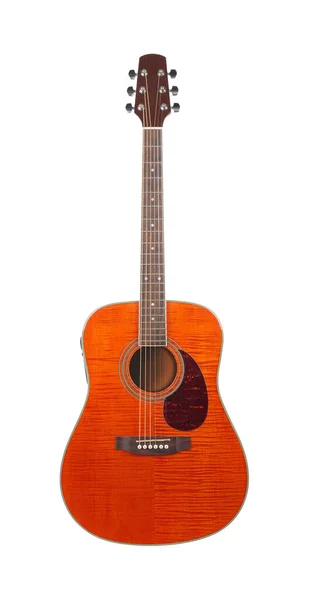 Instrument Muzyczny Pomarańczowy Płomień Klon Akustyczne Tygrys Klon Drewniana Gitara — Zdjęcie stockowe