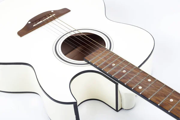 Musical Instrument Fragment White Cutaway Acoustic Guitar White Background — Stock Photo, Image