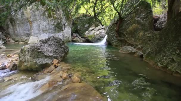 Agua de cascada limpia — Vídeo de stock