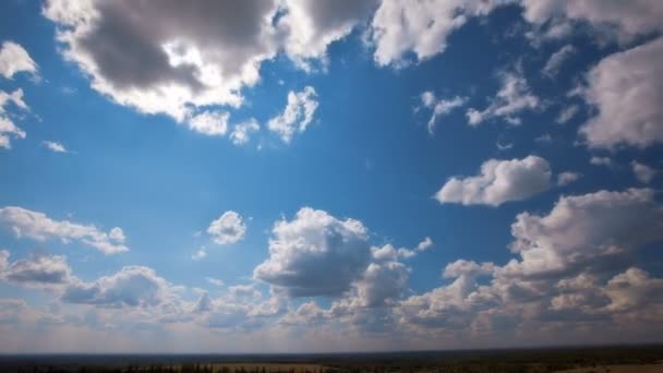 Witte pluizige wolken — Stockvideo