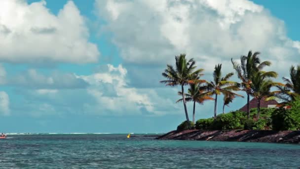 Boat on Lagoon water — Stock Video