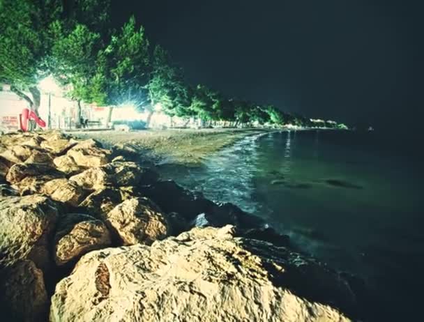 克罗地亚图切皮 2018年8月18日 时间拉链4K 海滩海线的景色 — 图库视频影像