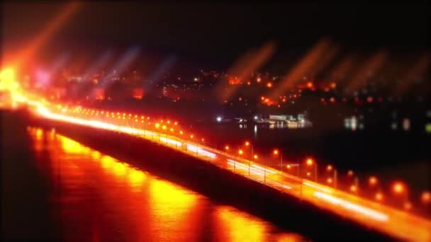 Νυχτερινή Πόλη Ποτάμι Τιμαπρόη — Αρχείο Βίντεο