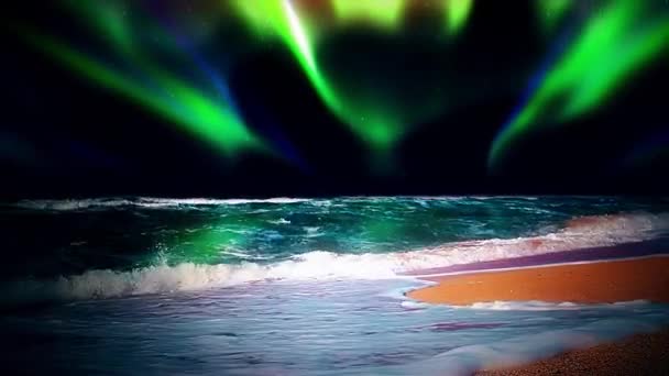 海浪和北极光 — 图库视频影像