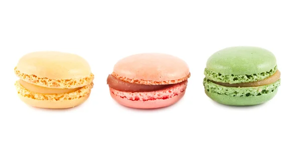 Colorful french macaroons in a row — Stock Photo, Image