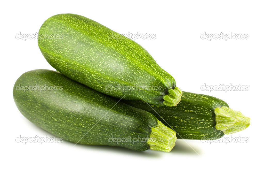 Three fresh green zucchini
