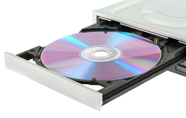 Opening cd-rom drive with disk — Stock Photo, Image