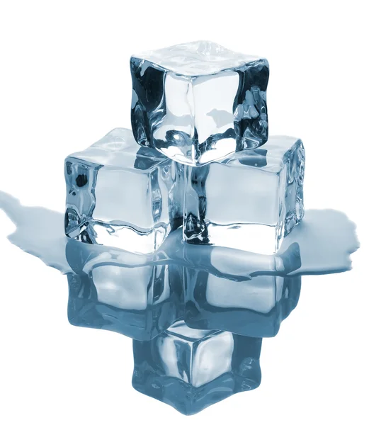 Three ice cubes with reflection — Stock Photo, Image