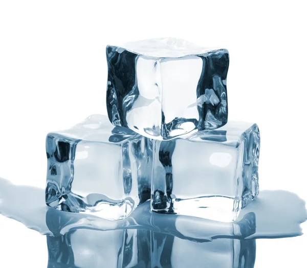 Three ice cubes with reflection — Stock Photo, Image