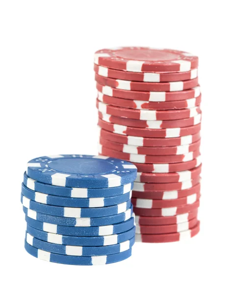 Due pile di chip di poker — Foto Stock