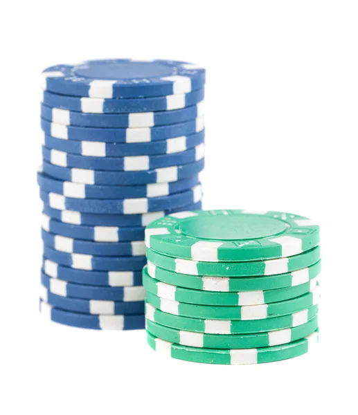 Due pile di chip di poker — Foto Stock