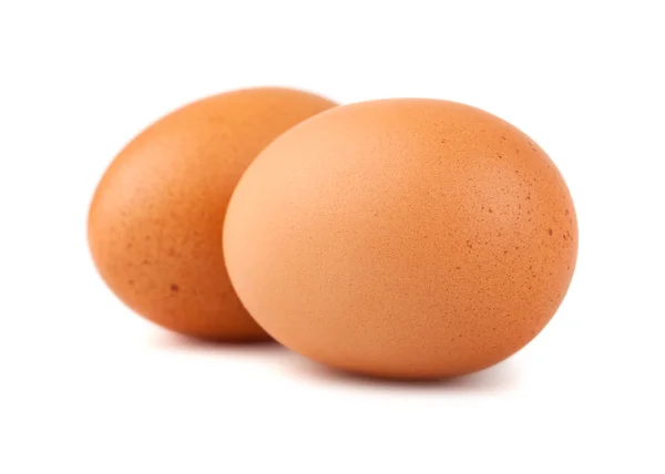 Dvě hnědé slepičí vejce — Stock fotografie