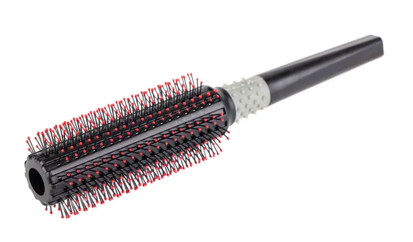 Black round hairbrush — Stock Photo, Image