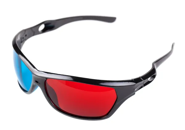 3d blue and red plastic glasses — Stock Photo, Image