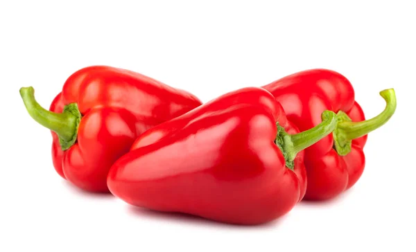 Three ripe red sweet peppers — Stock Photo, Image