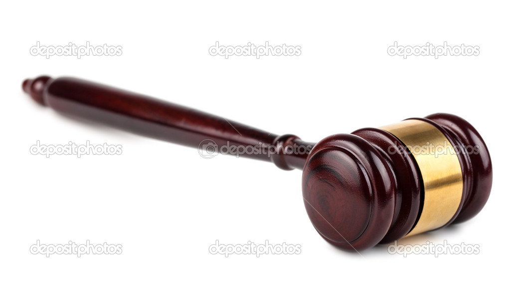 Brown wooden auction or judges gavel