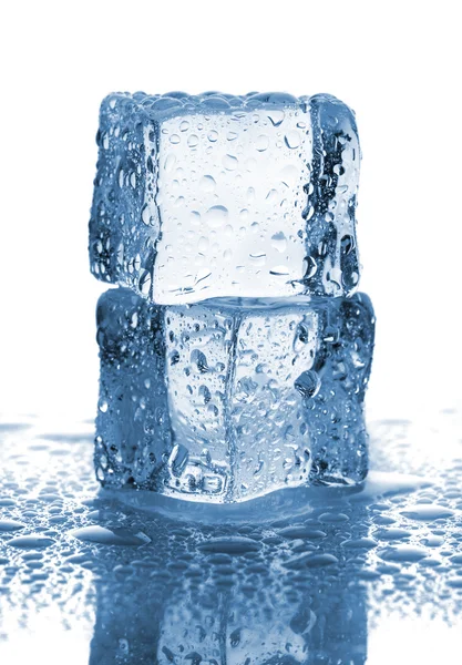 Pair of ice cubes with water drops — Stock Photo, Image