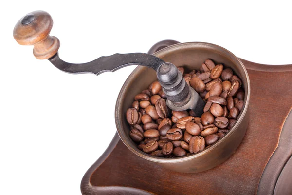 Närbild av kaffekvarn med kaffe — Stockfoto