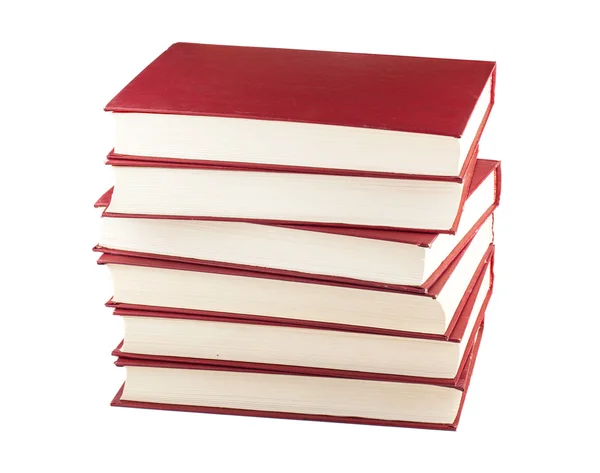 Altı kırmızı kitap yığını — Stok fotoğraf