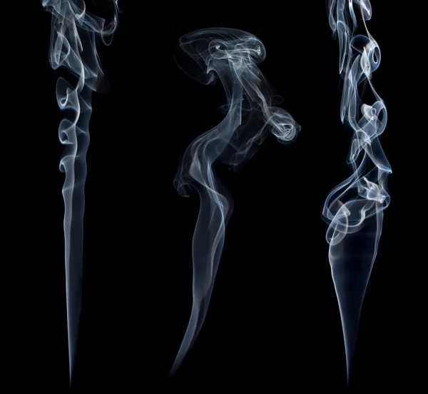 Three stream of a blue smoke — Stock Photo, Image