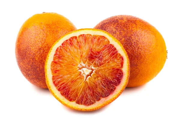Half and full bloody red oranges — Stock Photo, Image