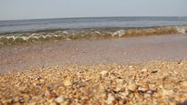 Praia bonita com onda pequena — Vídeo de Stock