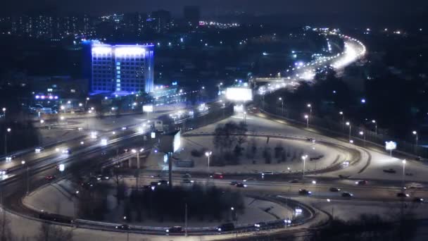 Route à vue de nuit d'en haut Time laps — Video