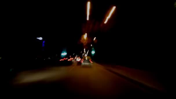 Водіння вночі, таймлапс — стокове відео