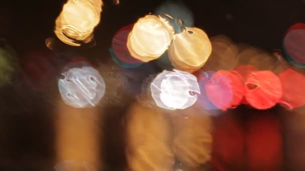 Car window rain night background defocused — Stock Video