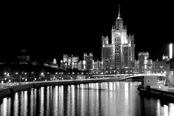 Moscow cityscape Black and white — Stock Photo, Image