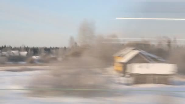 Tren invierno fondo sonido — Vídeo de stock