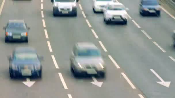 Highway bil tid förfaller Moskva — Stockvideo