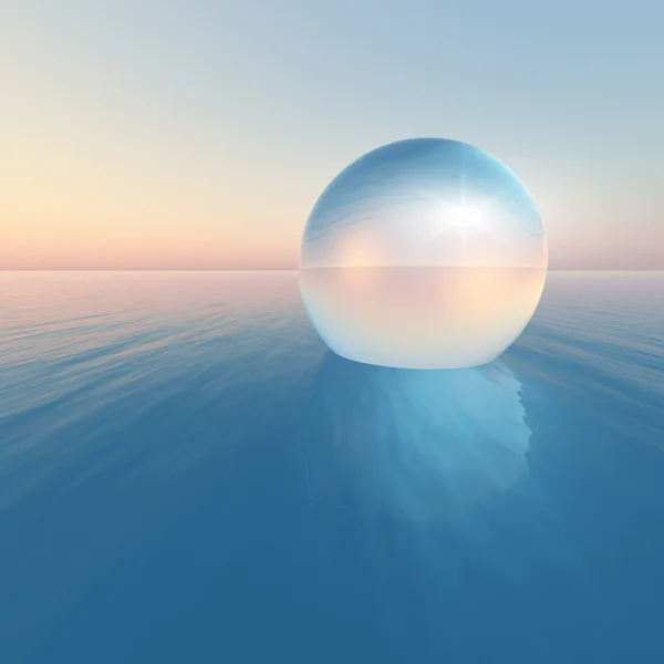 Crystal sfär flytande sunrise — Stockfoto