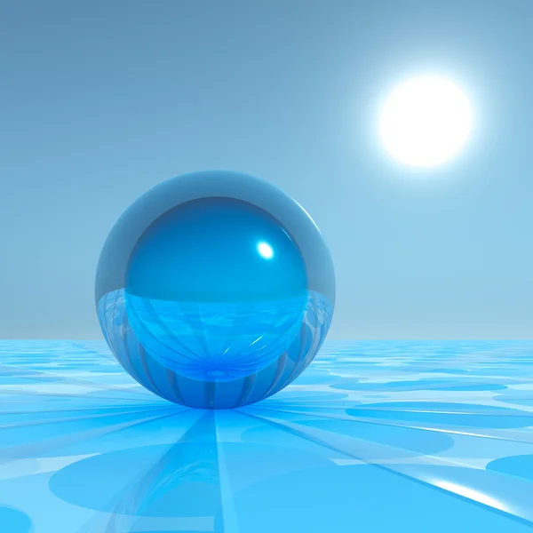 Niebieski kryształ Kula na horyzoncie surrealistyczne — Zdjęcie stockowe