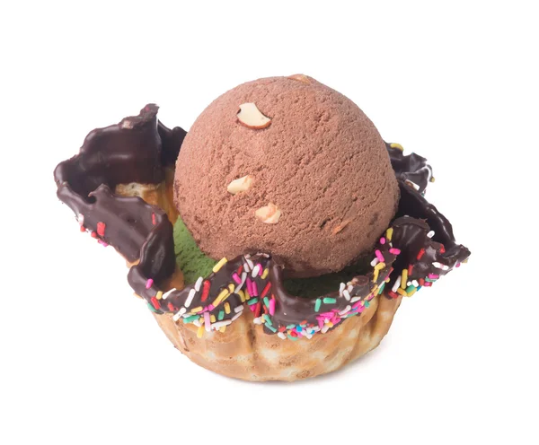 Ice cream. Chocolate Ice Cream Scoop on a background — Stock Photo, Image