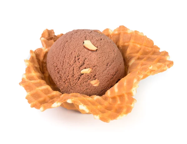 Gelado. Chocolate Ice Cream Scoop em um fundo — Fotografia de Stock